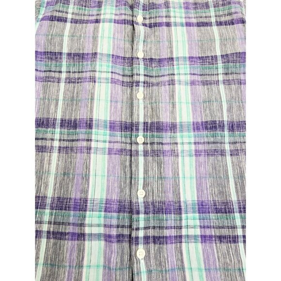 Tommy Bahama Lightweight Size Large Mens Plum Aqua White Check Logo S/S Shirt - Picture 9 of 11